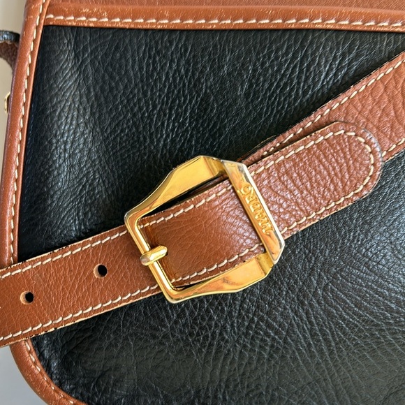 Lladro black and brown small adjustment strap crossbody leather bag purse - Picture 7 of 16